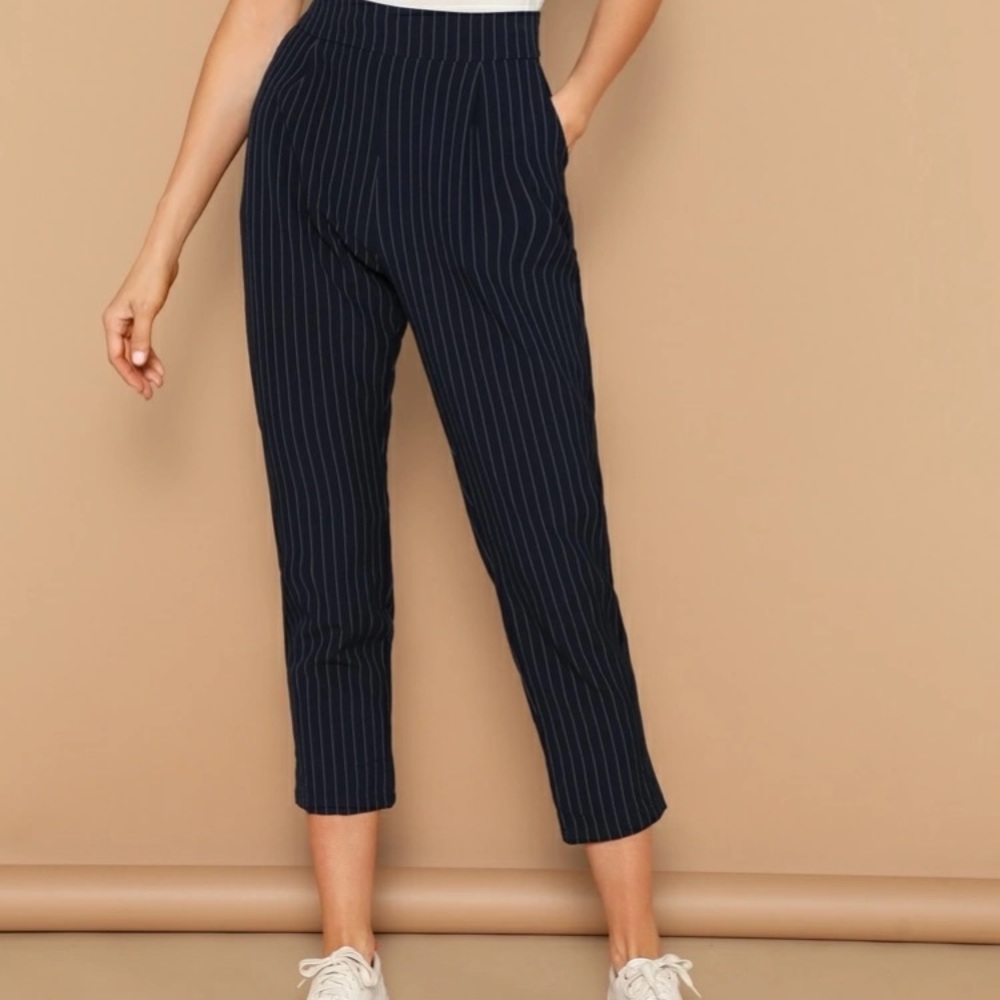 Vertical- stripe Peg Leg Pants